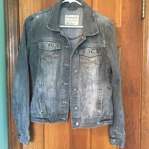 Gray / Faded Black Distressed Jean Jacket